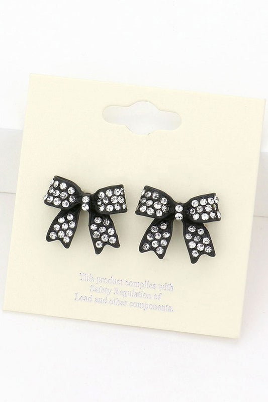 PAVE BOW STUD EARRING