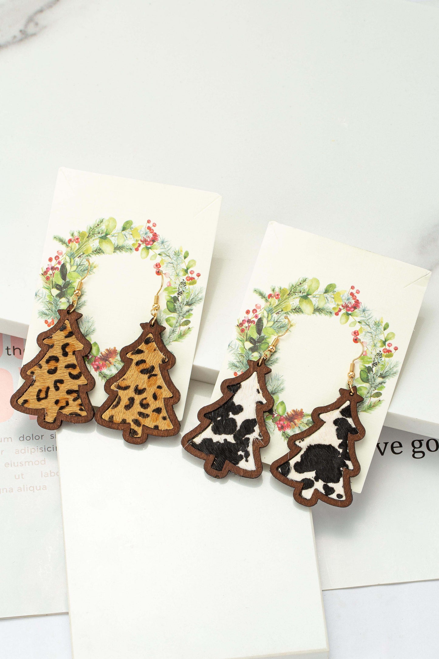 Wooden Christmas Tree Earrings