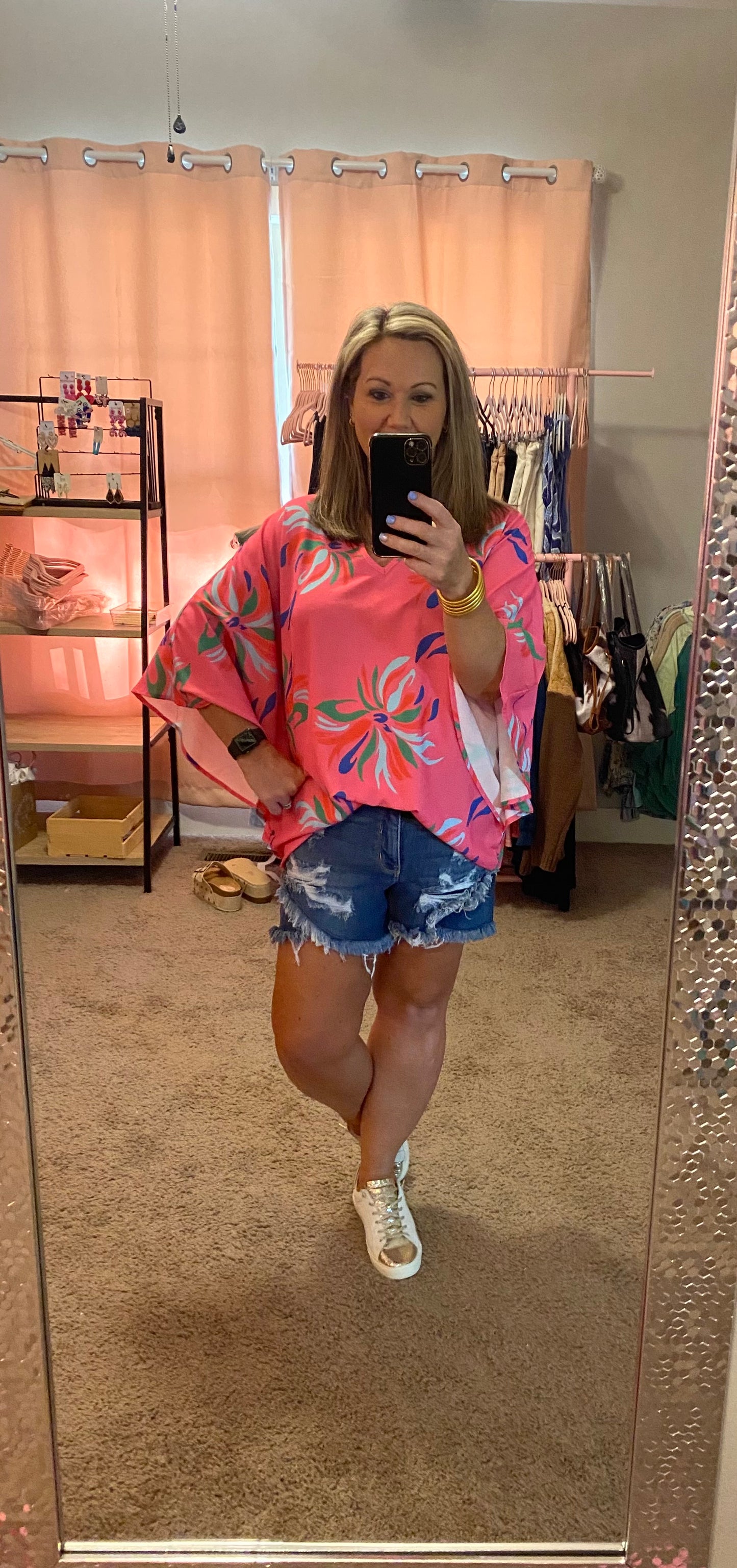 Floral Print Batwing Sleeve Top