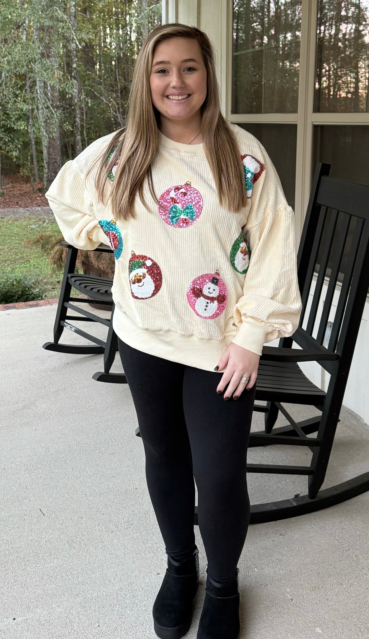 SEQUIN ORNAMENT PULLOVER