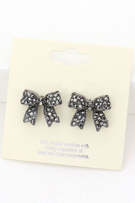 PAVE BOW STUD EARRING