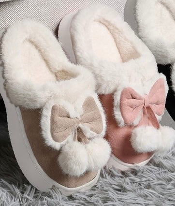 BOW POM POM SLIPPERS