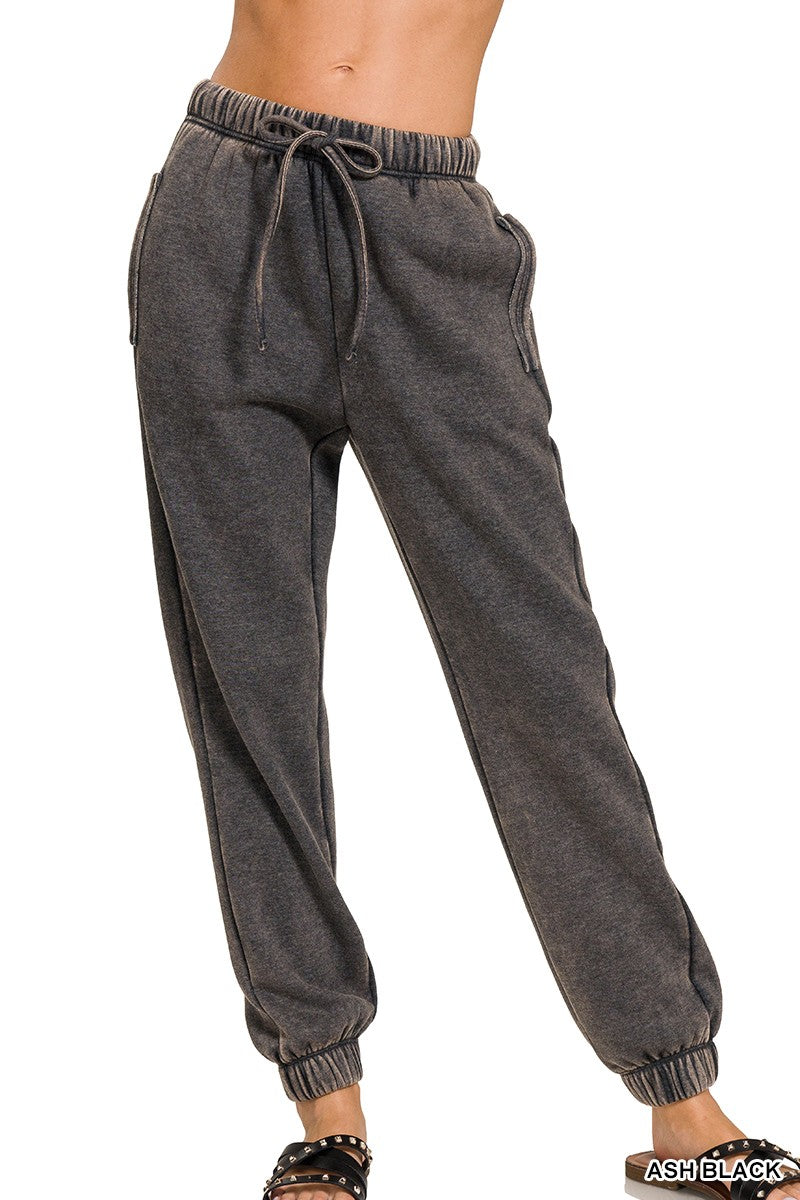 ACID WASH FLEECE SWEATPANTS