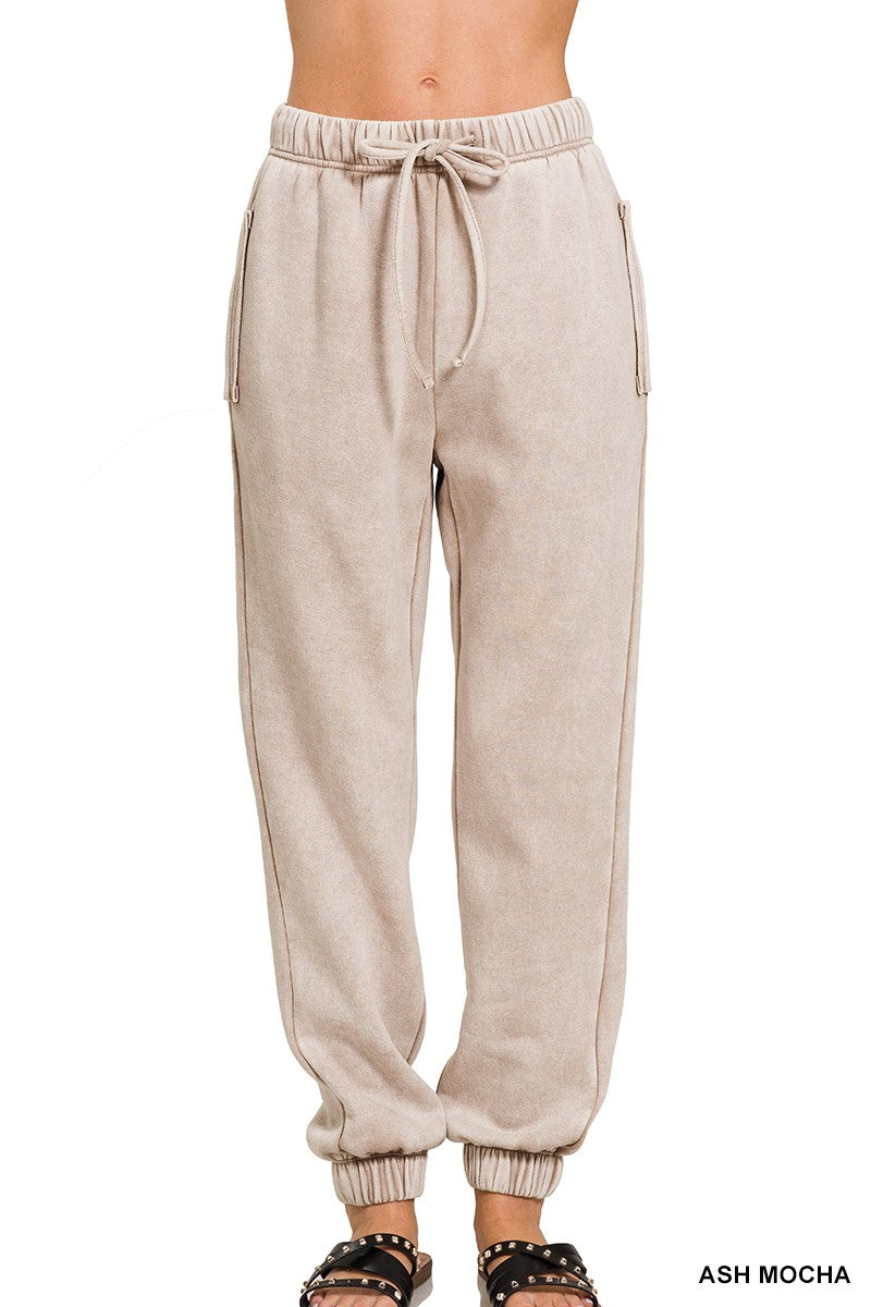 ACID WASH FLEECE SWEATPANTS