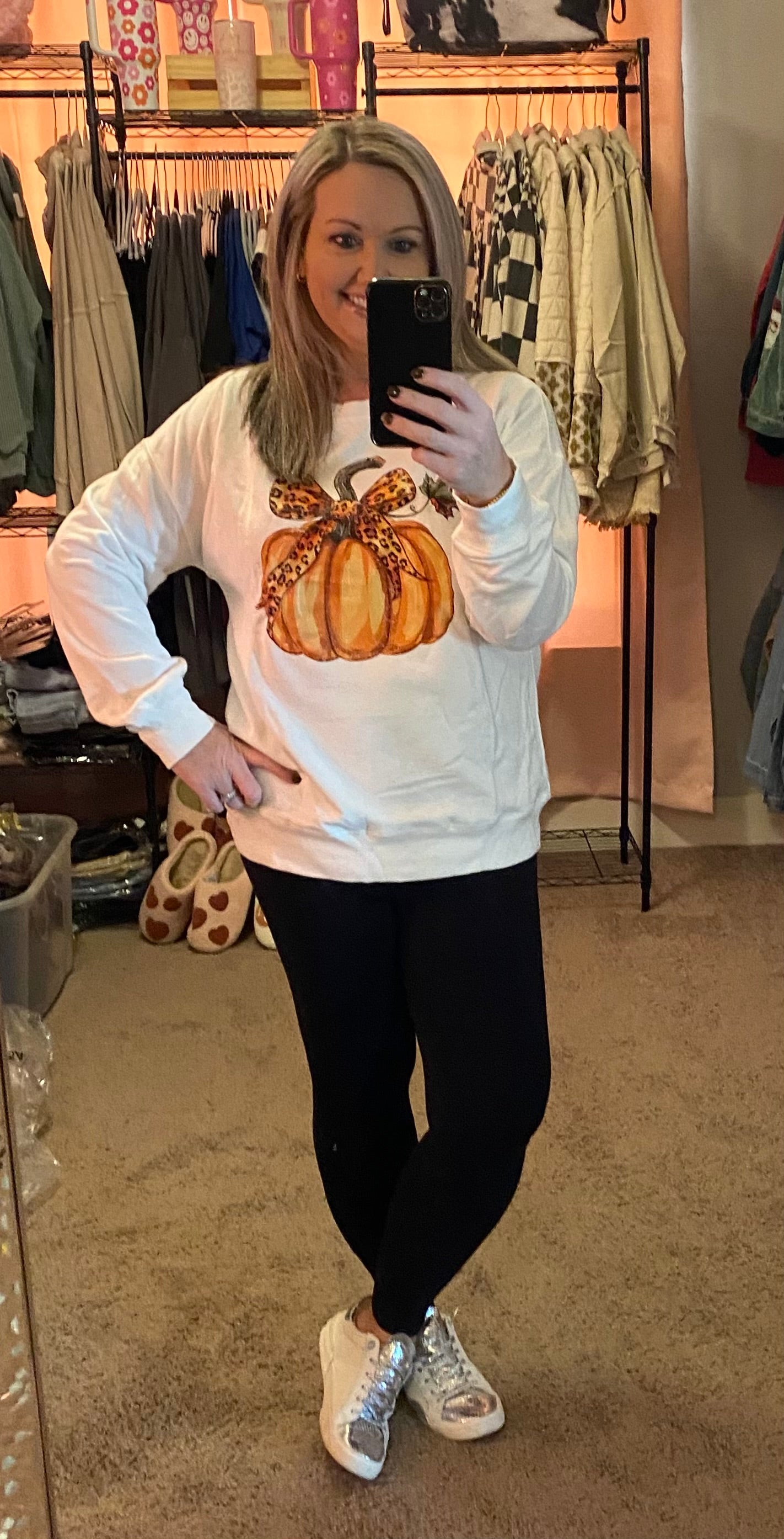 PUMPKIN BOW SWEATSHIRT