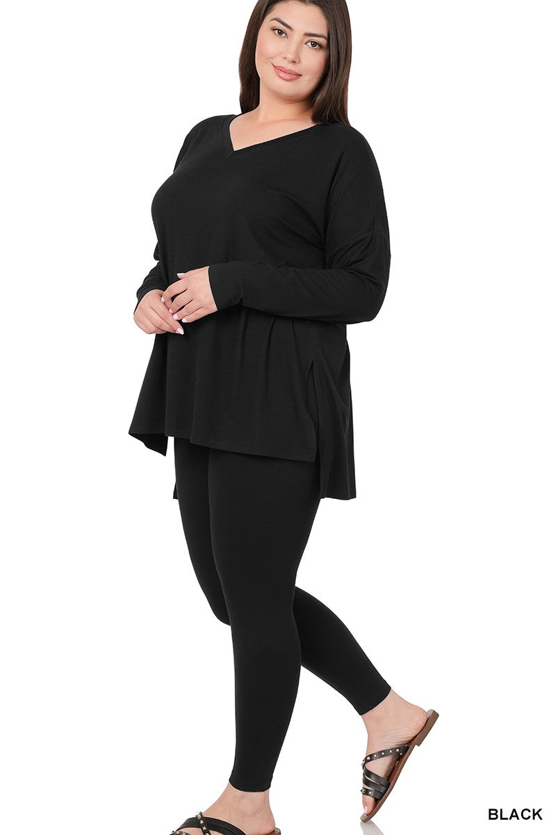 CURVY LONG SLEEVE MICROFIBER SET