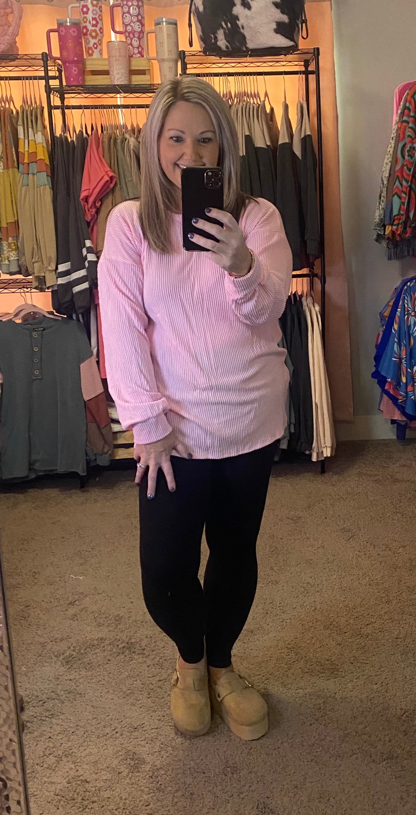 PRETTY IN PINK RIBBED TOP