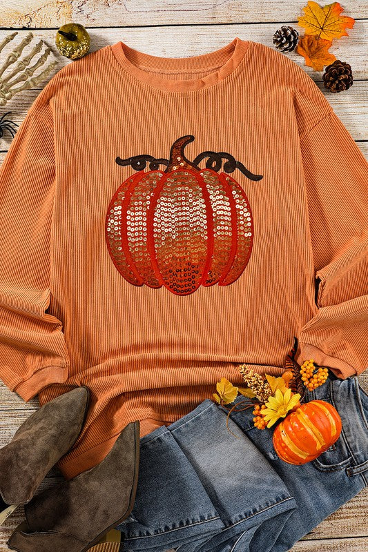 Sequin Pumpkin Pullover