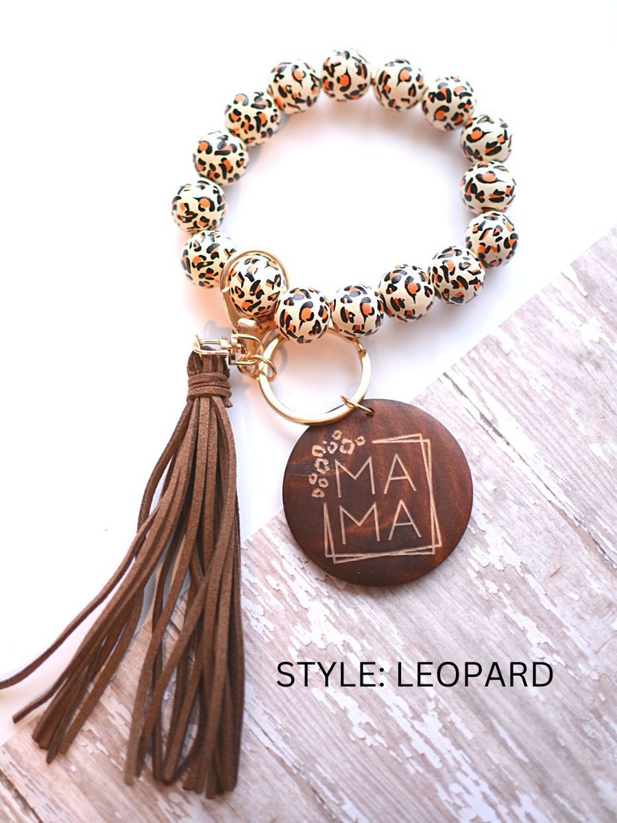 Animal Print MAMA Key Ring with Tassel