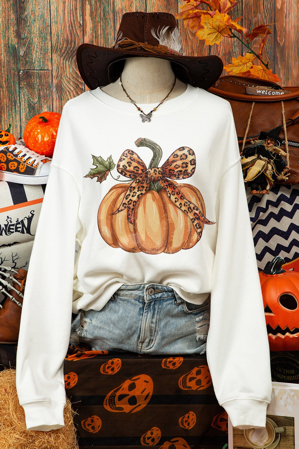 PUMPKIN BOW SWEATSHIRT