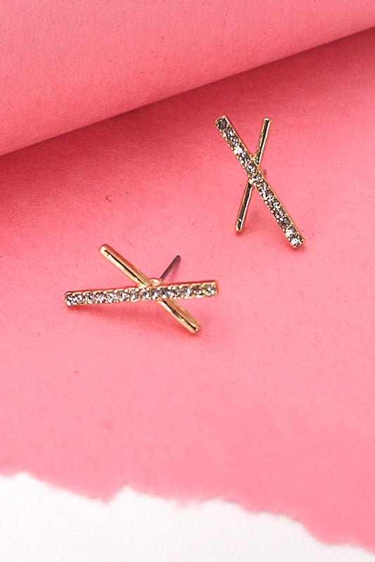 RHINESTONE X EARRINGS