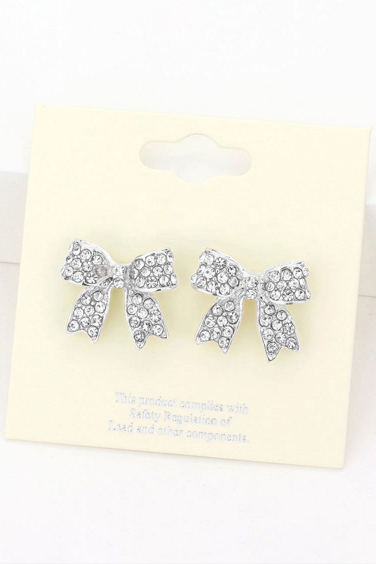 PAVE BOW STUD EARRING