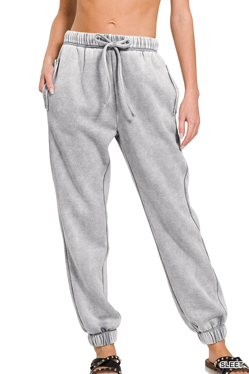 ACID WASH FLEECE SWEATPANTS