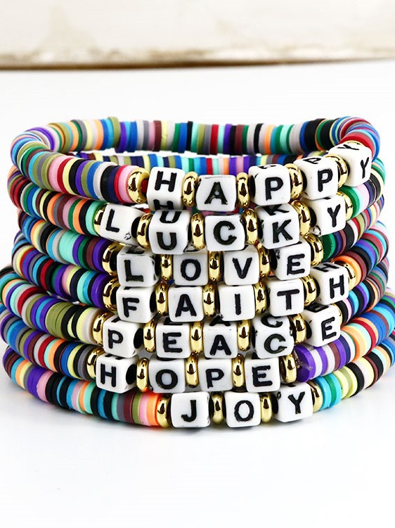 Poly clay WORD BEAD Inspirational Bracelet