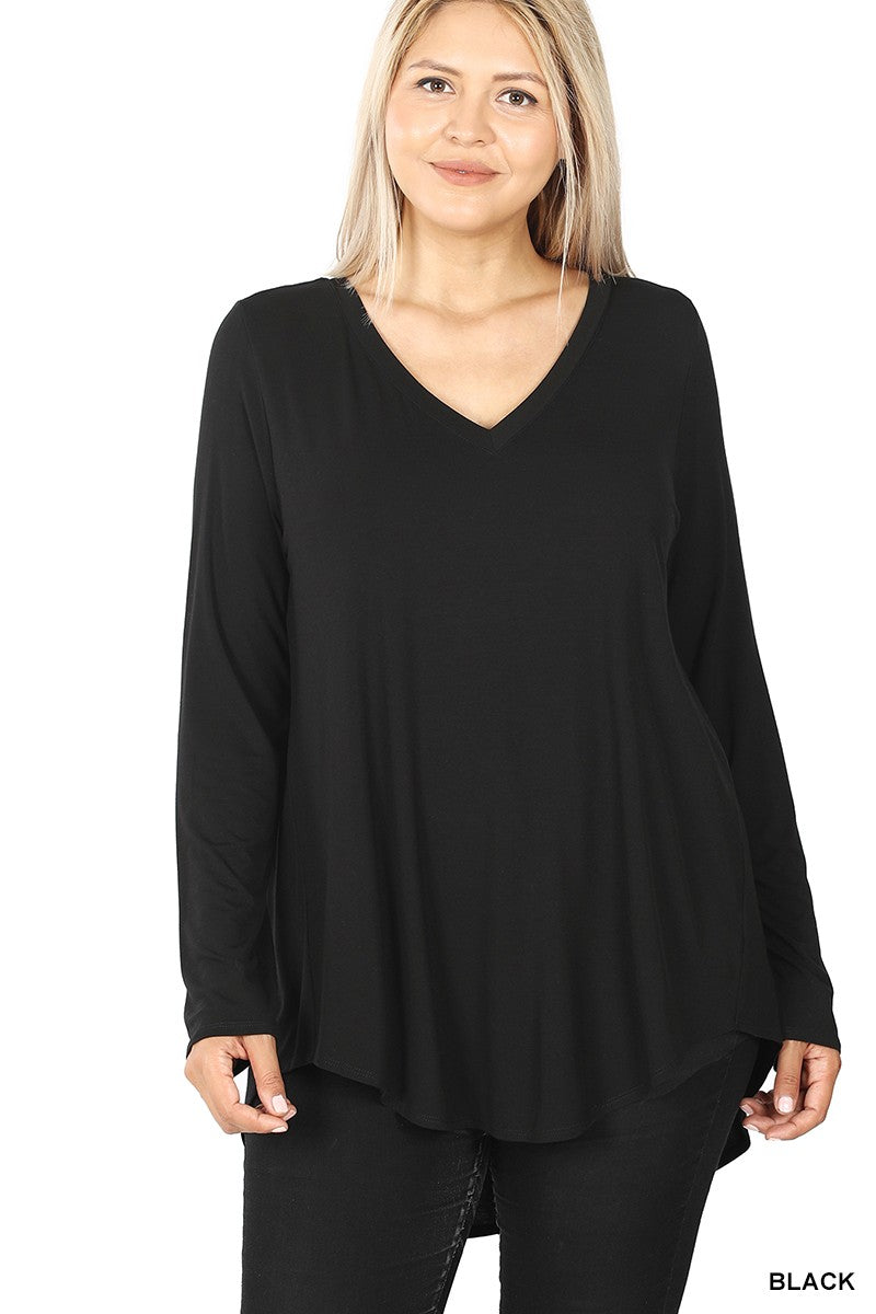 Curvy Luxe Rayon Long Sleeve Top