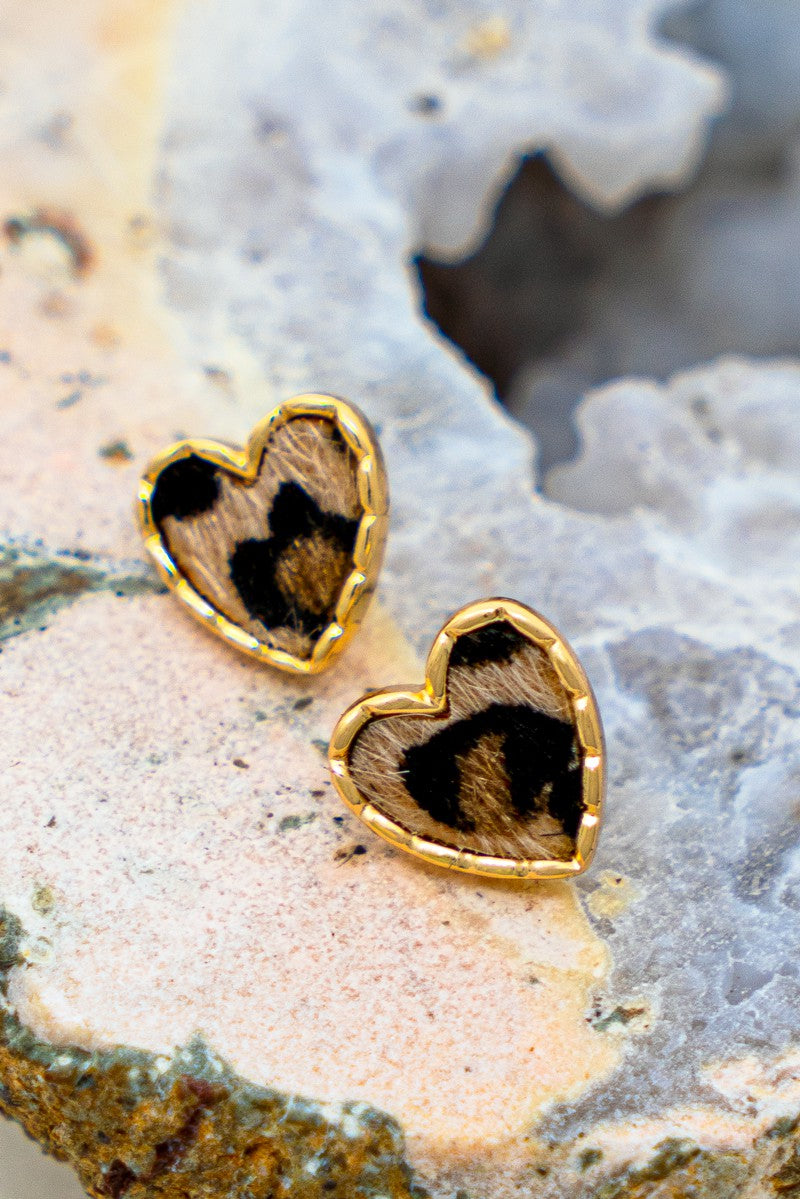 Faux Fur Heart Stud Earring