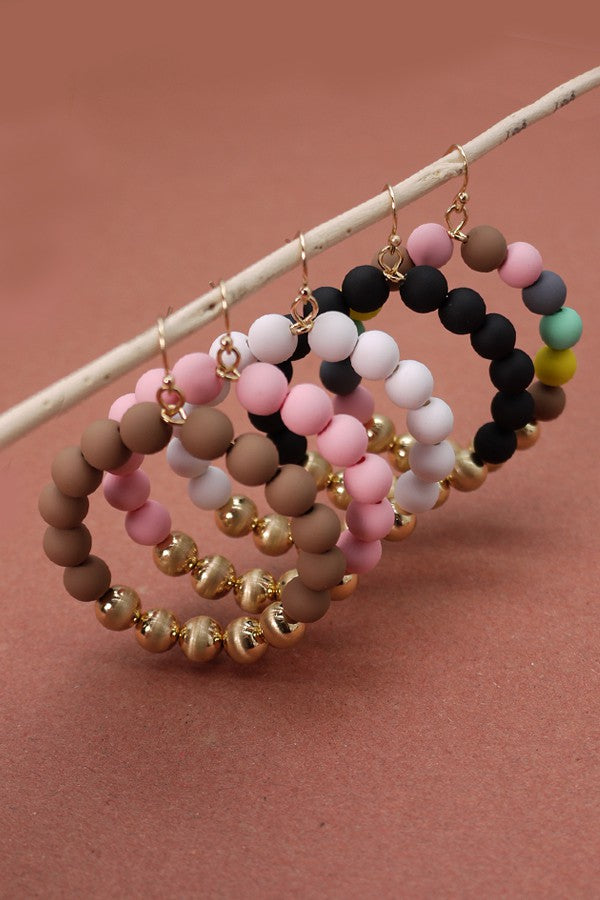 Clay Bead Hoop Earrings