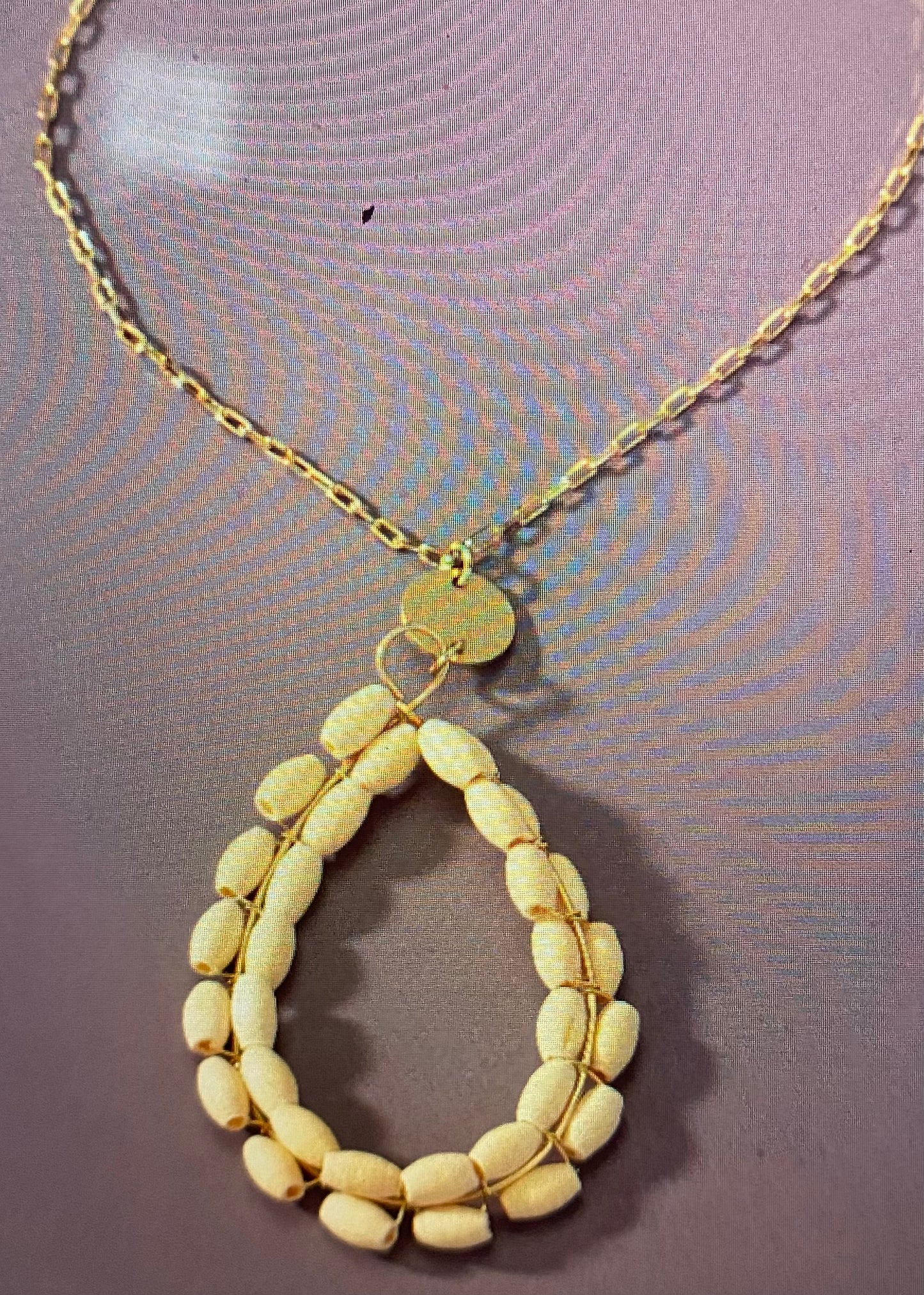 Wood Bead Hoop Necklace