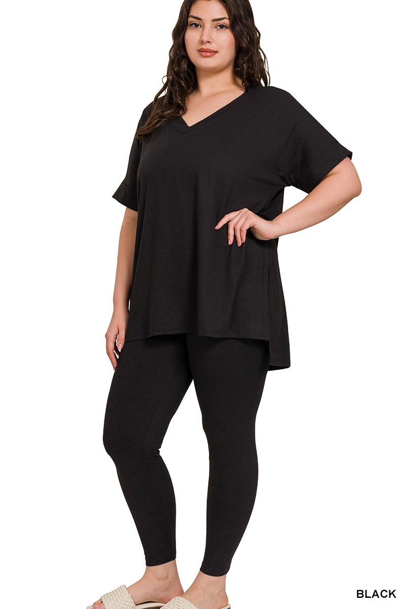 CURVY MARIA MICROFIBER SHORT SLEEVE SET