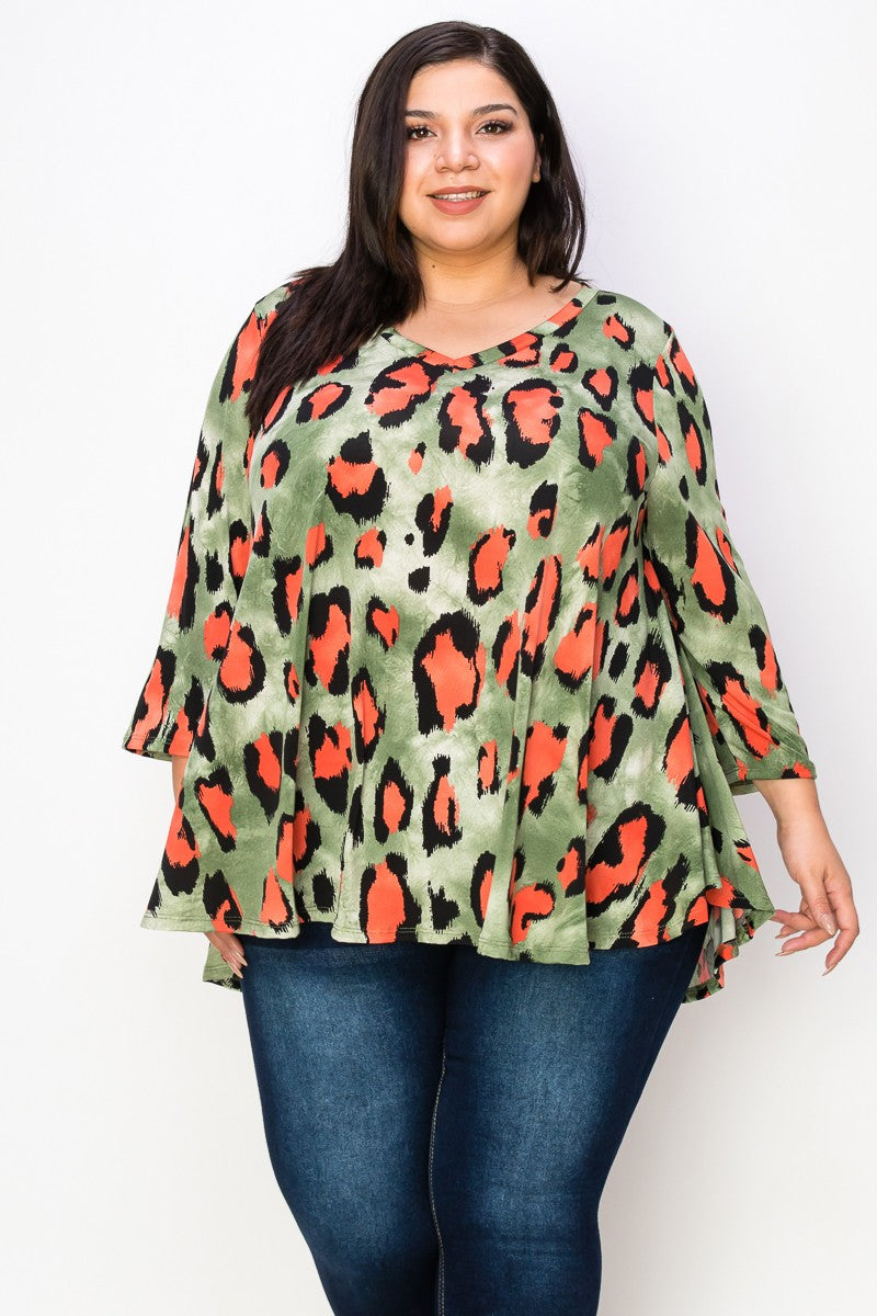 Curvy Leopard Print Tunic Top