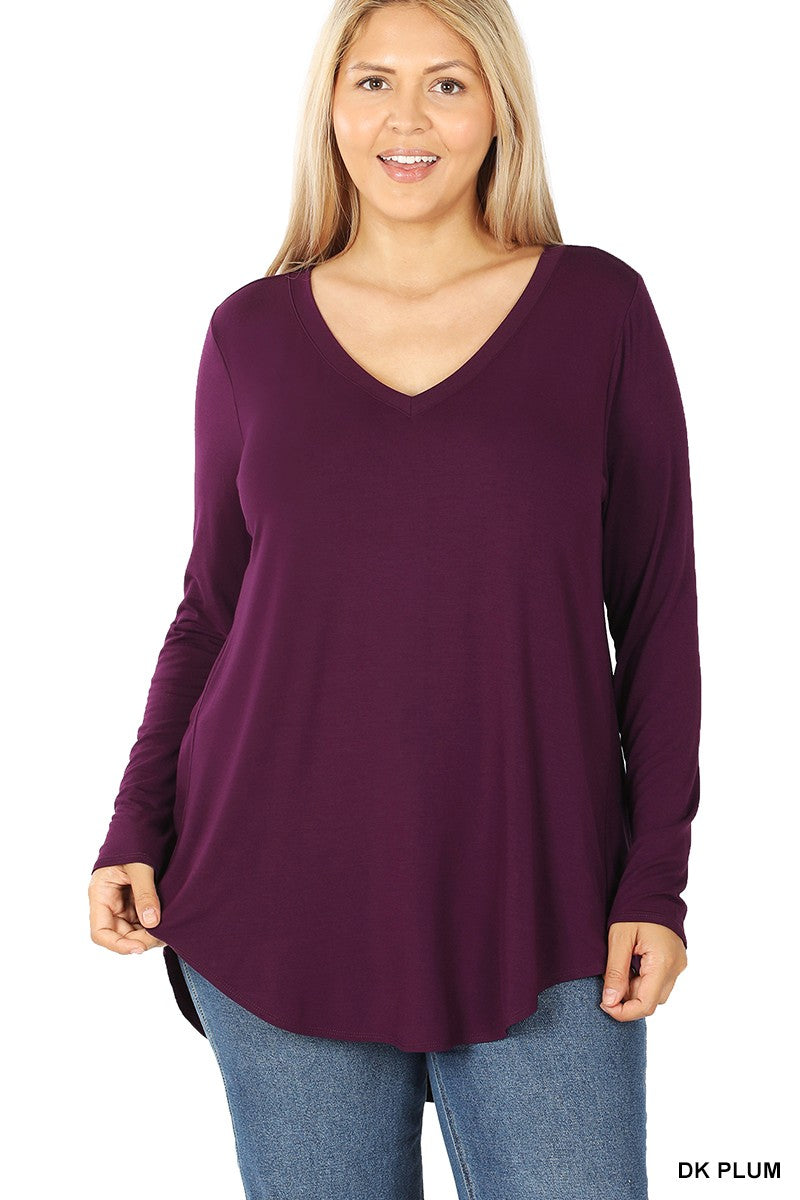 Curvy Luxe Rayon Long Sleeve Top