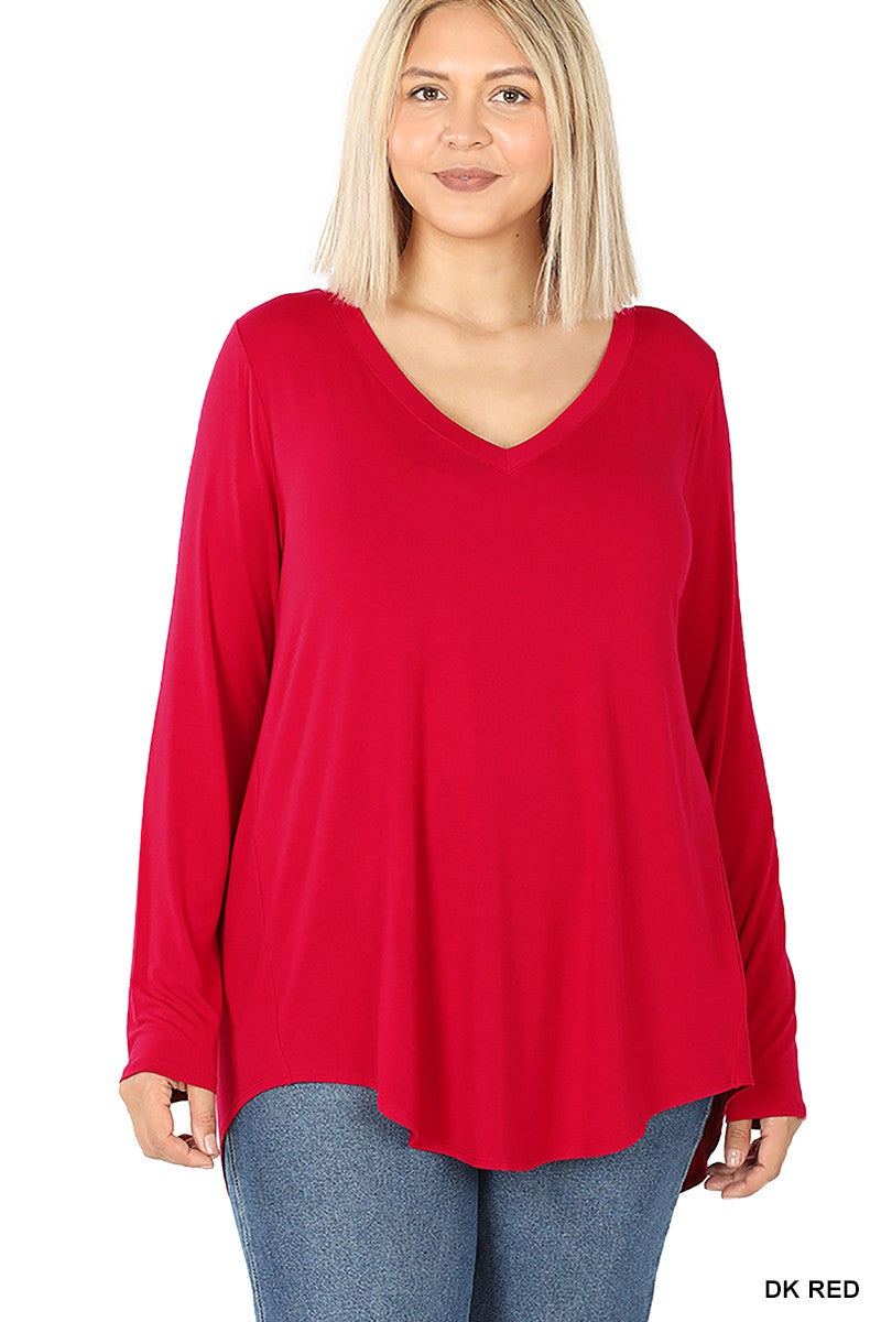 Curvy Luxe Rayon Long Sleeve Top