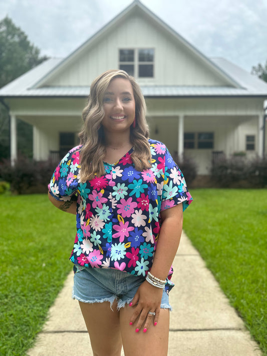 Multi Color Floral Top