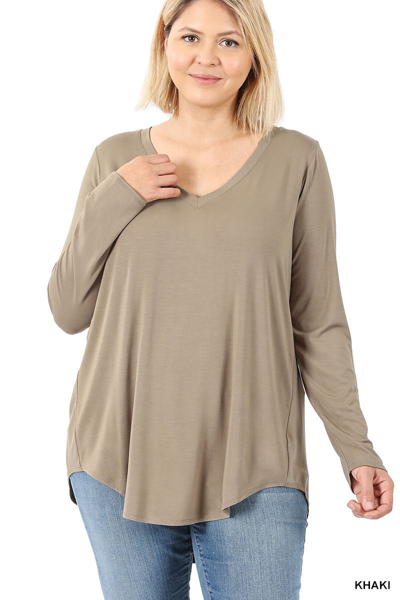 Curvy Luxe Rayon Long Sleeve Top