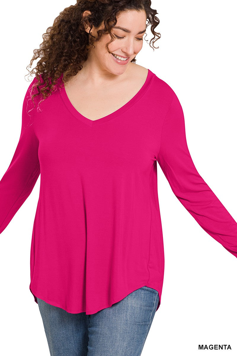 Curvy Luxe Rayon Long Sleeve Top