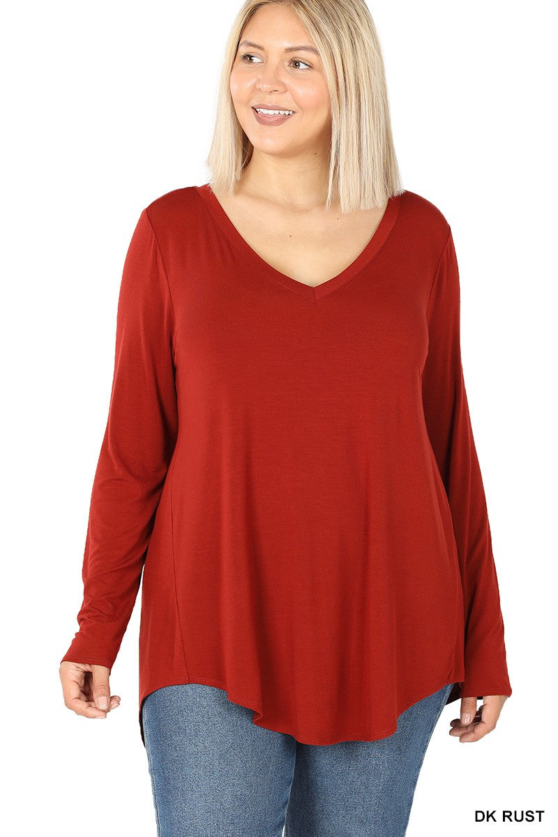 Curvy Luxe Rayon Long Sleeve Top