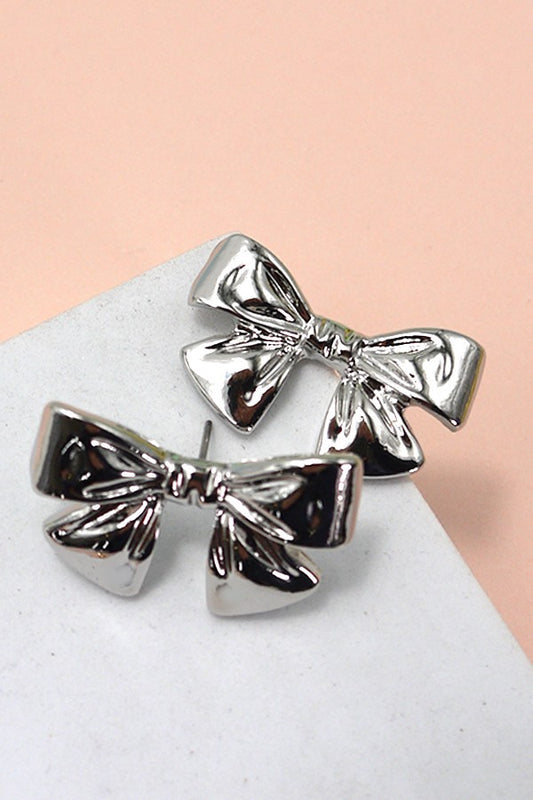 SILVER BOW EARRINGS