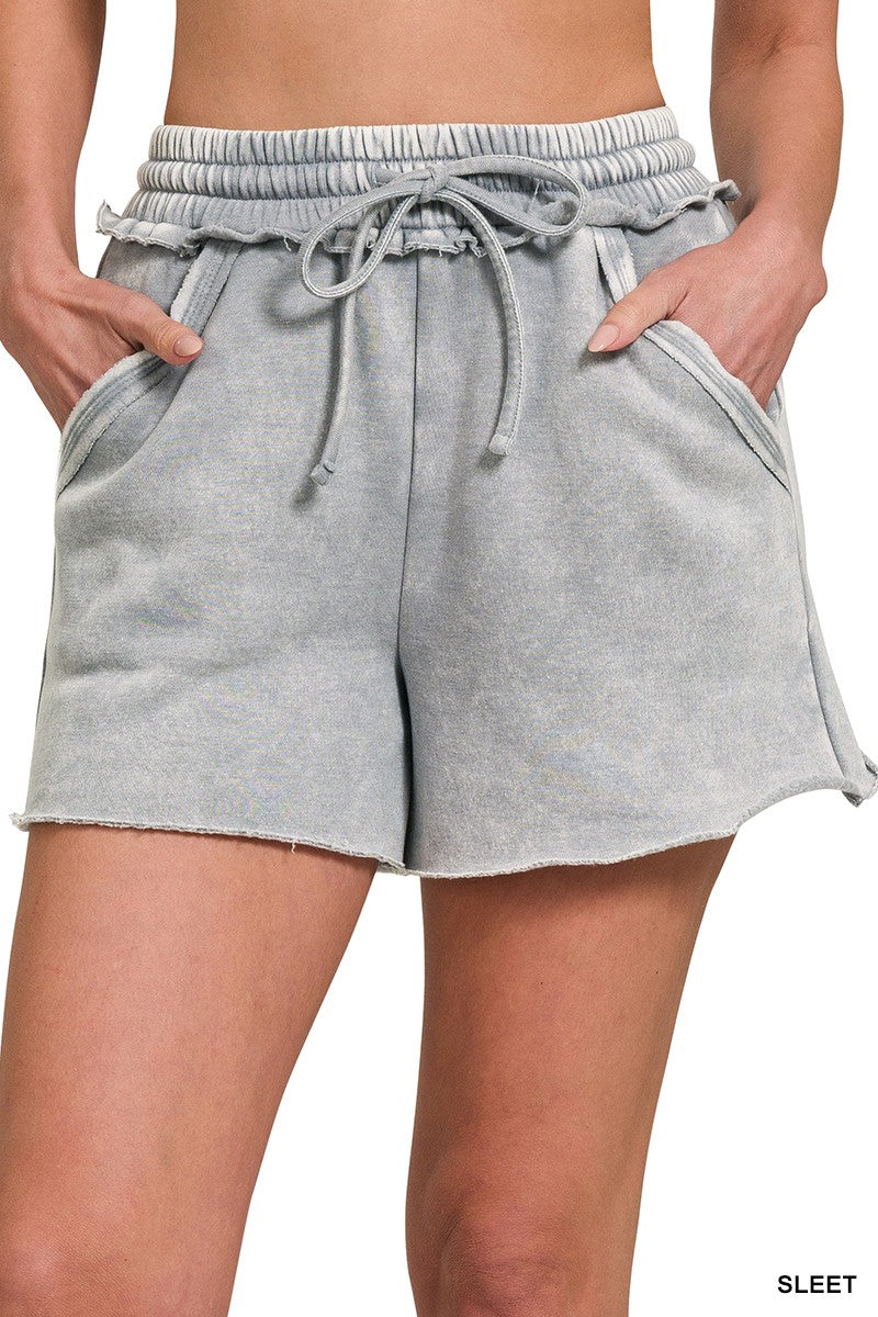 HEIDI ACID WASH FLEECE SHORTS