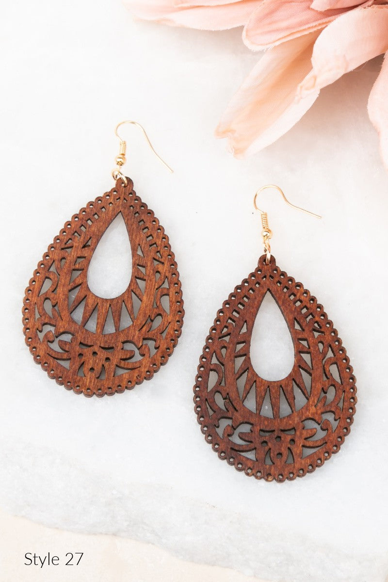 Teardrop Wooden Earring