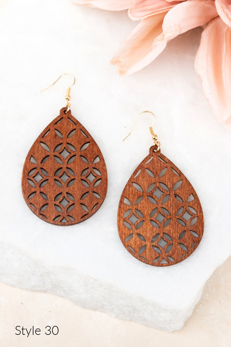 Teardrop Wooden Earring