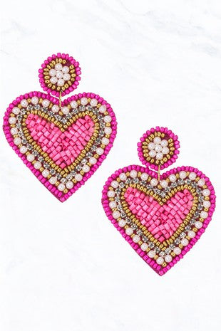 Heart Beaded Earrings