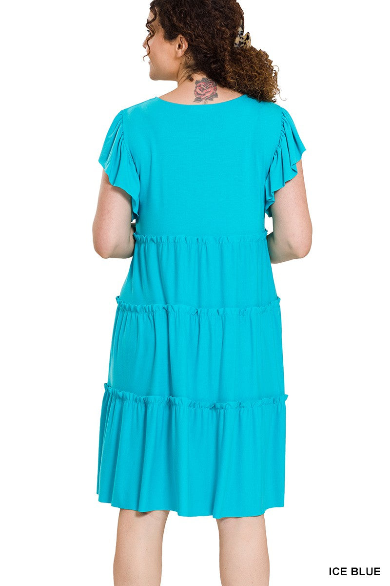 Curvy Ruffled Sleeve Dress