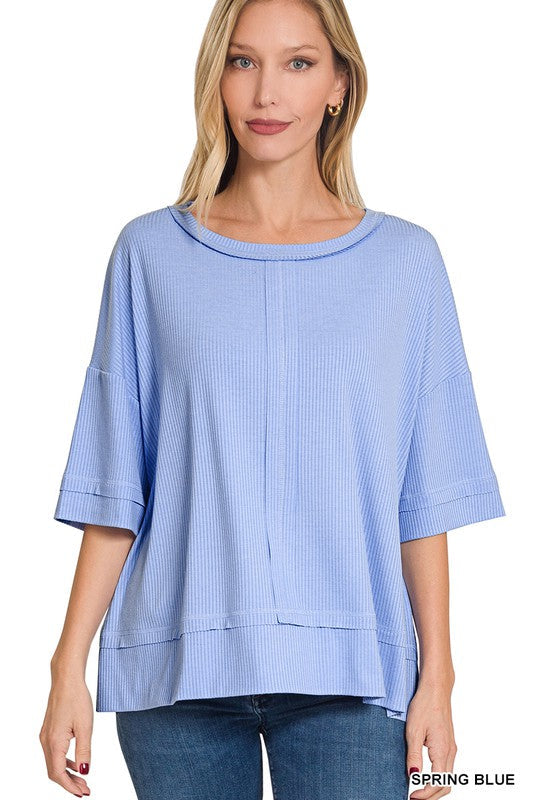 Ribbed Boat Neck Zenana Top