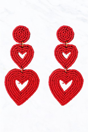 Heart Bead Dangle Earring