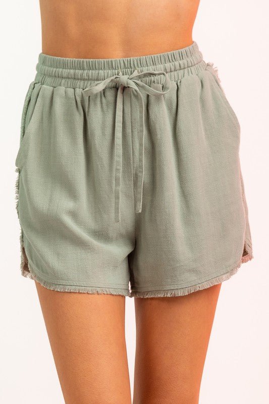 High-Waisted Frayed Shorts